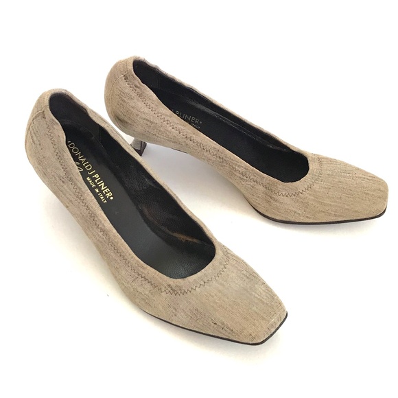 DONALD J. PLINER Ballet Kitten Heel Pumps Natural Tweed Seana  Women’s Size 6.5 - Picture 1 of 16